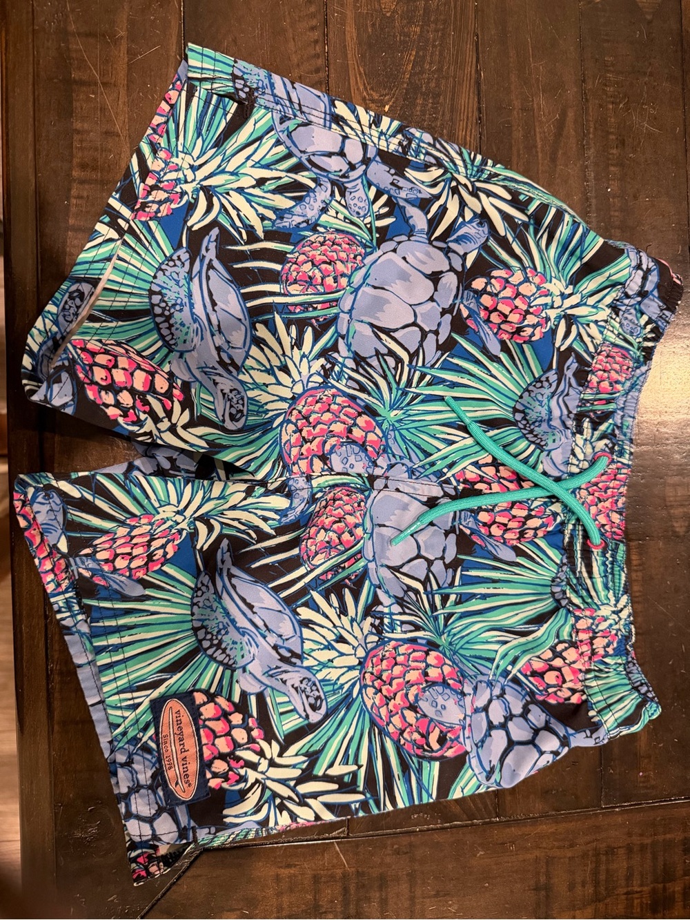 Vineyard Vines Blue & Teal Patterned Swim Shorts